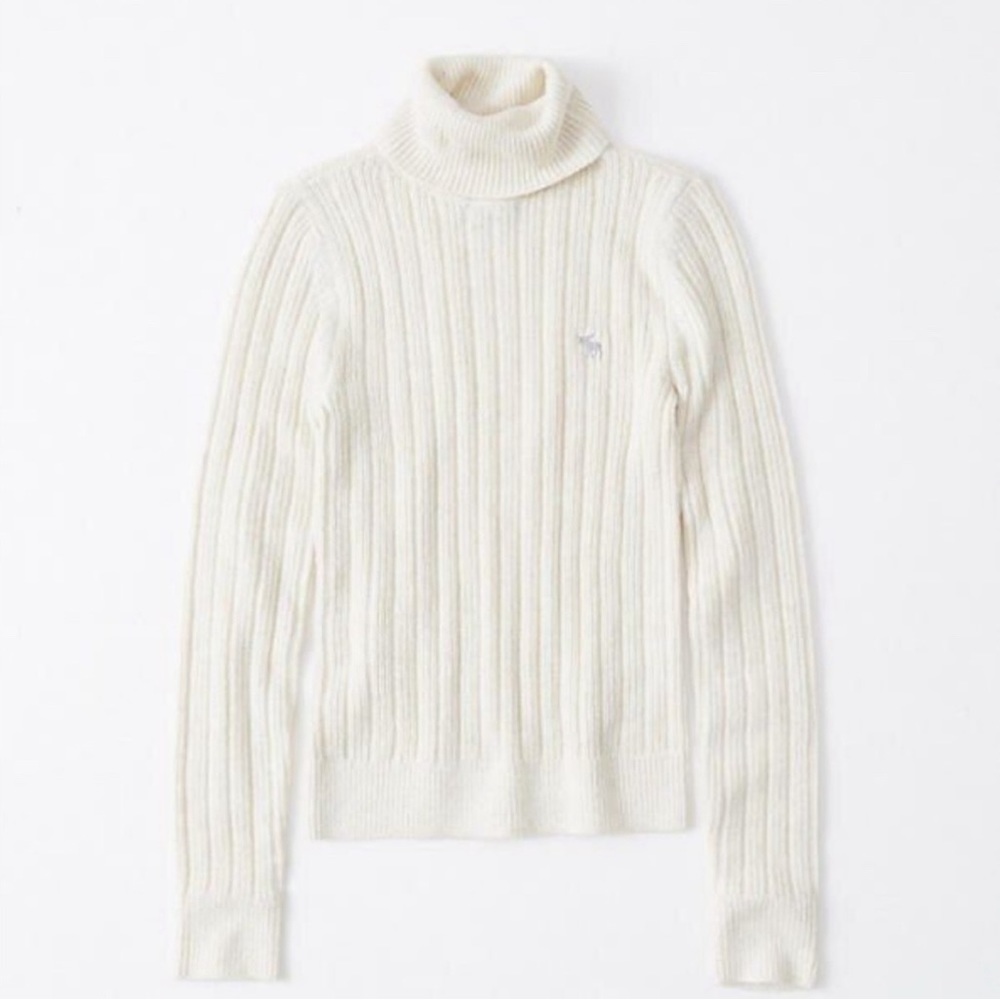 Abercrombie & Fitch Ribbed Icon Turtleneck Women’s Sweater Size L Color Cream